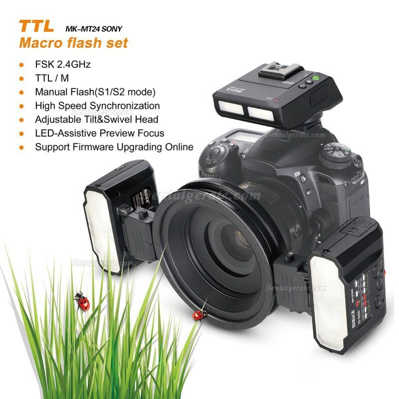 Doppelkopf-Blitz Nikon Canon Macro Dental SLR-Kamera f&uuml;r Dental-Makrofotografie